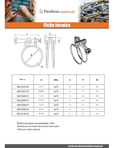 Abraçadeira de duplo fio diâmetro 89 con 95 Aço zinco W1