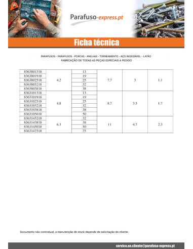 Parafuso de chapa Seguro cabeça cilíndrica ONE WAY 4,2X19 Aço inoxidável A2
