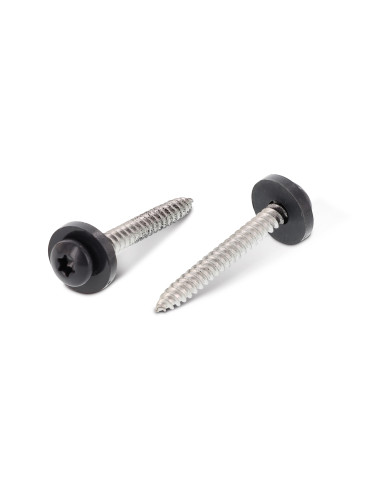 Parafuso de chapa cabeça cilíndrica TORX T15 + Rondela Nylon 3,9 x 22 Aço inoxidável A2 RAL7016 cinzento antracite
