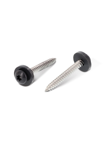 Parafuso de chapa cabeça cilíndrica TORX T15 + Rondela Nylon 3,9 x 22 Aço inoxidável A2 RAL7016 cinzento antracite