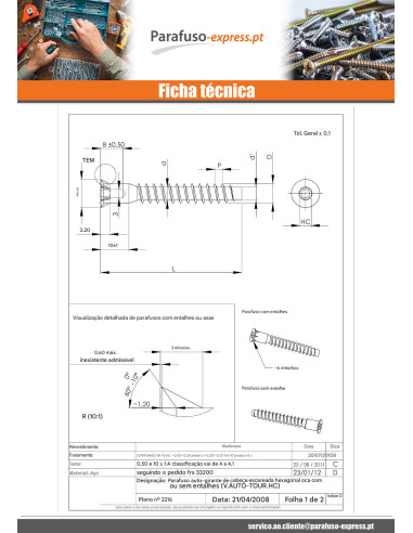 Parafuso autorroscante confirmat cabeça fresada hexagonal oco 7X70 rede de chapa SS dentado Aço zinco preto