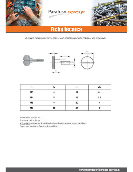 Parafuso de metais recartilhada sulcada forma alta Aço inoxidável A1 M4X6