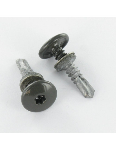 Autoperfurante cabeça cilíndrica panela TORX T25 5,5 x 26 +EPDM Bimetal RAL7022 cinzento terra