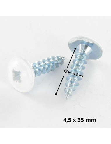 Parafuso de madeira aglomerado cabeça de cogumelo Pozi PZ6 4,5X35 rosca total Aço zinco branco RAL9016 branco de