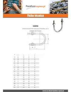 Parafuso em forma U Aço inoxidável A2 fundo redondo con Tubo para 49 roscado M8/28 2