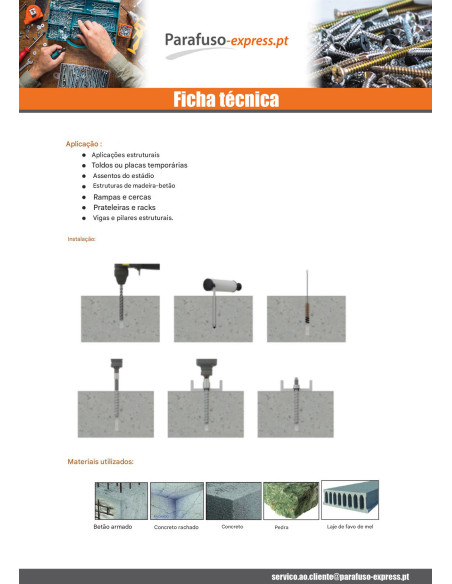 Parafuso de betão dupla roscado T7 8X110 M10 Aço zinco branco