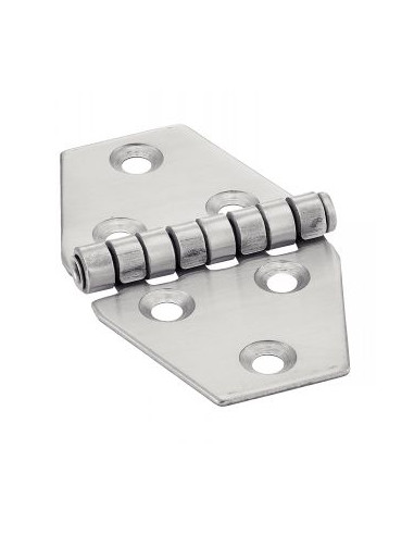 Dobradiça Tipo D 6 orifícios Aço inoxidável A2 70X40