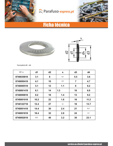 Arruelas de contacto Aço inoxidável A4 M12X24X1,8 Z