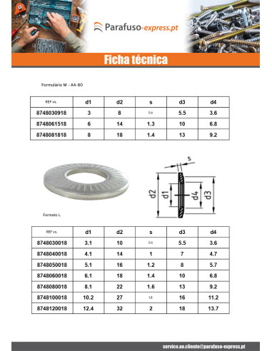 Arruelas de contacto Aço inoxidável A4 M12X24X1,8 Z