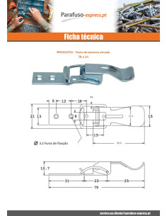 Trava con alavanca Aço zinco branco 79 X 21 - Parafuso Express 2