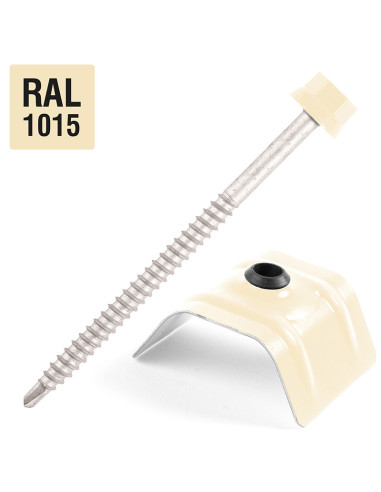 Autoperfurante com cavaleiro para telhados 2 peças Tipo C1 RAL 1015 marfim claro 6,3X100