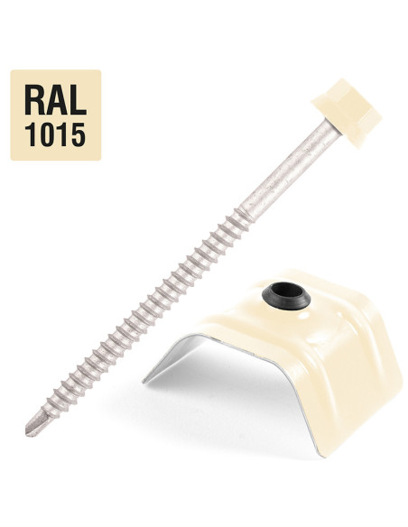 Autoperfurante com cavaleiro para telhados 2 peças Tipo C1 RAL 1015 marfim claro 6,3X100