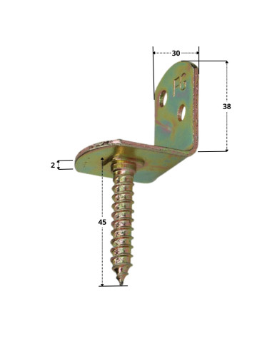 Conjunto de 4 suportes em forma de L para painéis de tecido. com parafuso 30X2 Dicromato