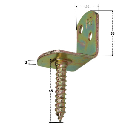 Conjunto de 4 suportes em forma de L para painéis de tecido. com parafuso 30X2 Dicromato