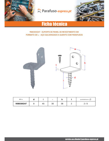Suporte em forma de L para painel trançado com parafuso 30X2 forte resistência à corrosão Aço galvanizado a