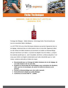 Freio roscado baixa resistência 50 ml LOCTITE 222 2