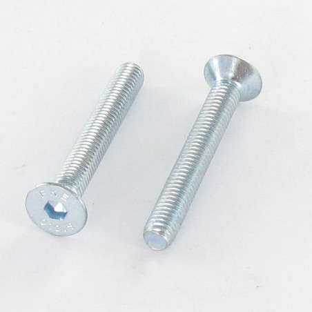 Parafuso de metais cabeça fresada hexagonal oca FHC M5X50 rosca total classe 10.9 chave de 3 Aço zinco branco