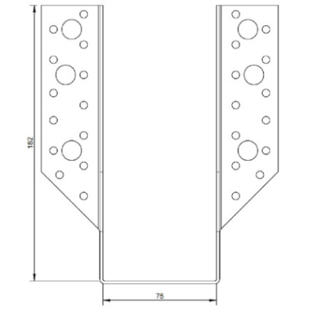 Suporte para vigas em forma de U con Asas exterior 75X182 Aço zinco preto