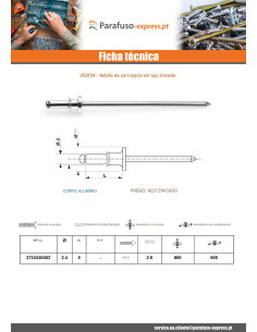 Rebite da carroceria Aço zinco branco 2,4X8 espessura de serrilha 0,7 con 2 2
