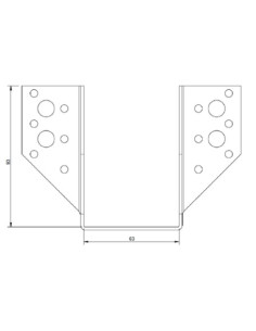 Suporte para vigas em forma de U con Asas exterior 63X98 Aço zinco preto 2