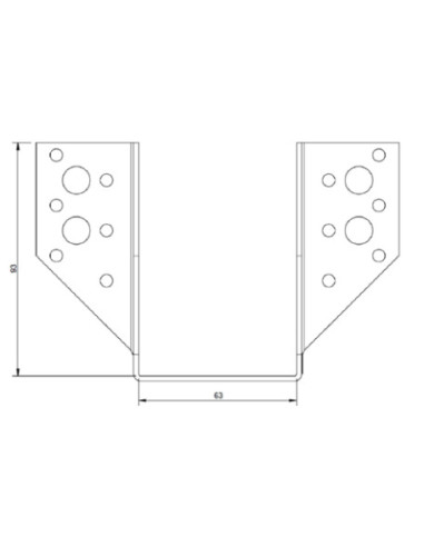 Suporte para vigas em forma de U con Asas exterior 63X98 Aço zinco preto