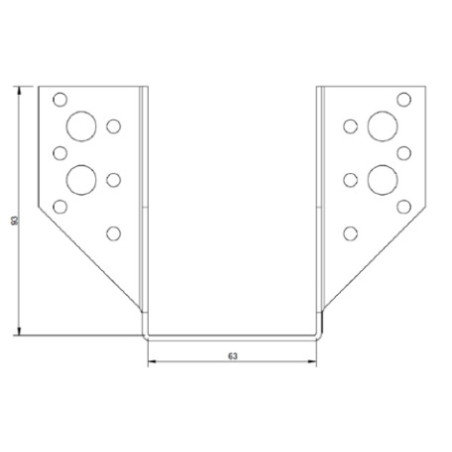 Suporte para vigas em forma de U con Asas exterior 63X98 Aço zinco preto