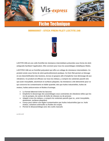 Freio roscado resistência intermédia LOCTITE 248