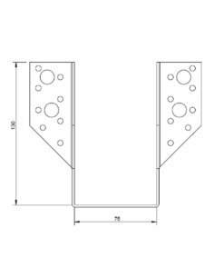 Suporte para vigas em forma de U con Asas exterior 75X130 Aço zinco preto 2