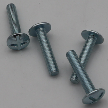 Saco 4 Parafuso de metais cabeça de cogumelo M8X40 Aço zinco branco