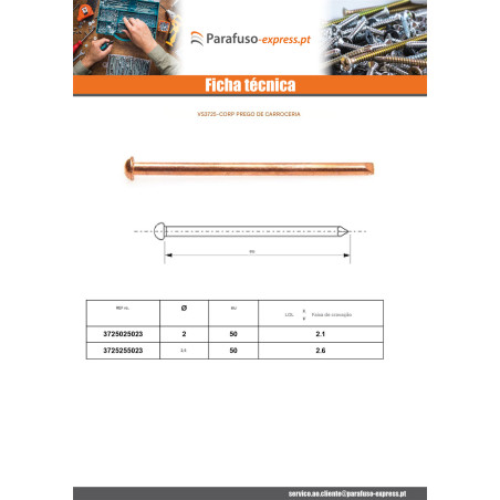 Unhas de massagem Cobre 2X50 - Parafuso Express