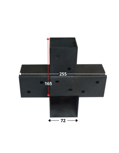 Placa de montagem EXPRESSAR 4 Direções Aço zinco preto 72X165X255