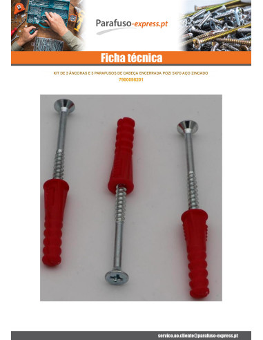 KIT 3 Bucha veremelho 9X39 com 3 Parafuso de madeira aglomerado