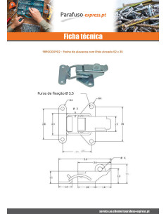 Trava con alavanca com ilhó Aço zinco branco 52 X 35 2