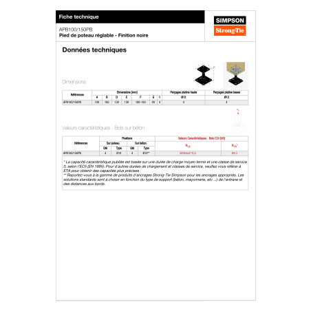 Postbasis ajuste SIMPSON Strong Tie 130X130 RAL9005 preto escuro