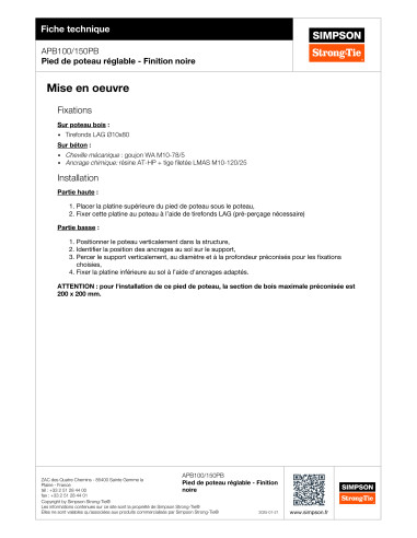 Postbasis ajuste SIMPSON Strong Tie 130X130 RAL9005 preto escuro