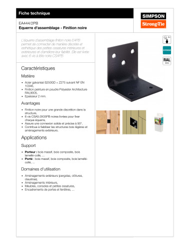 Curva SIMPSON Strong Tie 40x40x40 espessura 2 RAL9005 preto escuro