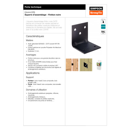 Curva SIMPSON Strong Tie 40x40x40 espessura 2 RAL9005 preto escuro