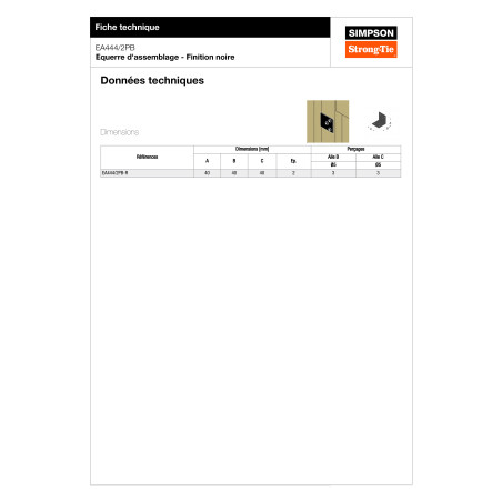 Curva SIMPSON Strong Tie 40x40x40 espessura 2 RAL9005 preto escuro
