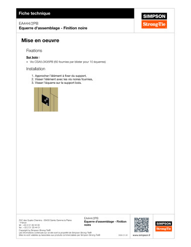 Curva SIMPSON Strong Tie 40x40x40 espessura 2 RAL9005 preto escuro