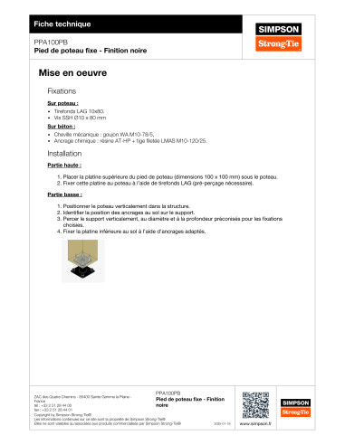Postbasis fixo SIMPSON Strong Tie 130X130 RAL9005 preto escuro