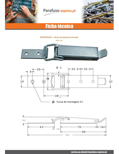 Trava con alavanca 140,5 X 34 - Parafuso Express