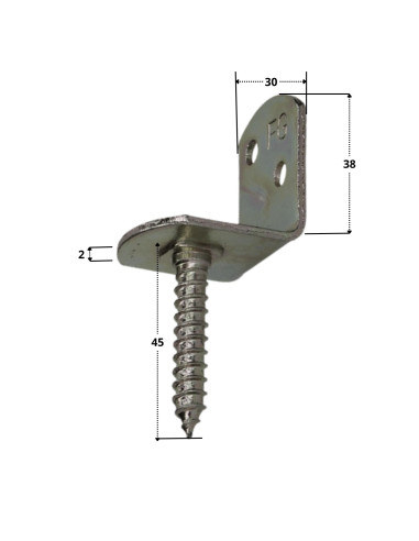 Conjunto de 4 suportes em forma de L para painéis de tecido. com parafuso 30X2 Aço inoxidável A2