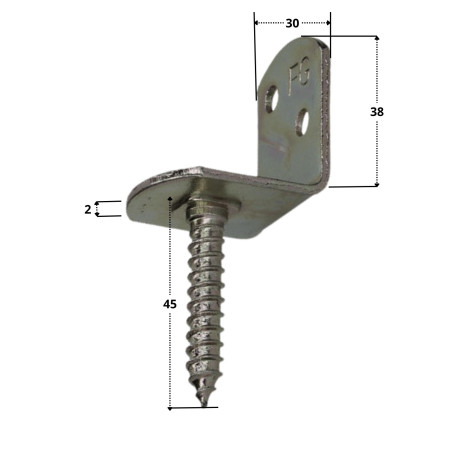 Conjunto de 4 suportes em forma de L para painéis de tecido. com parafuso 30X2 Aço inoxidável A2
