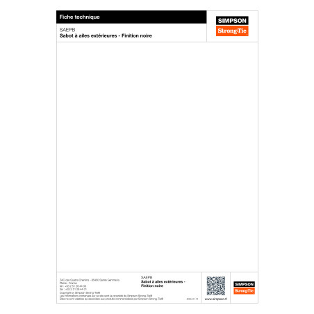 Suporte de montagem SIMPSON Strong Tie ASAS exterior 46X77 espessura 2 RAL9005 preto escuro