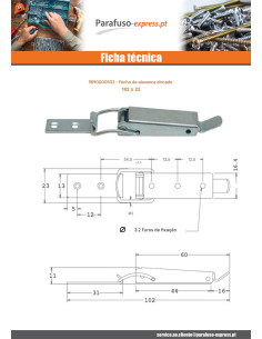 Trava con alavanca Aço zinco branco 102 X 23 - Parafuso Express 2