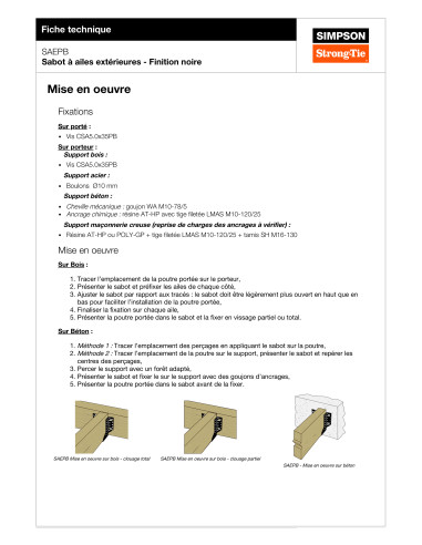 Suporte de montagem SIMPSON Strong Tie ASAS exterior 46X102 espessura 2 RAL900