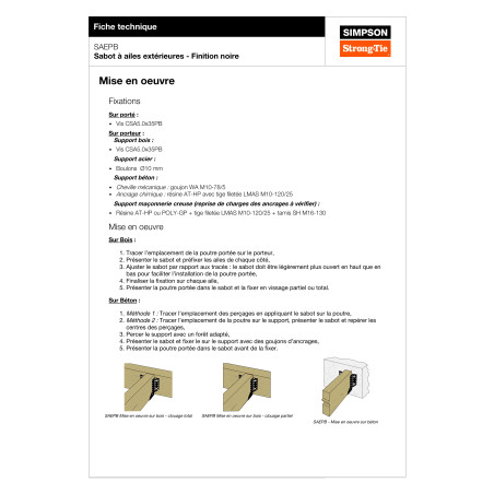 Suporte de montagem SIMPSON Strong Tie ASAS exterior 46X102 espessura 2 RAL900