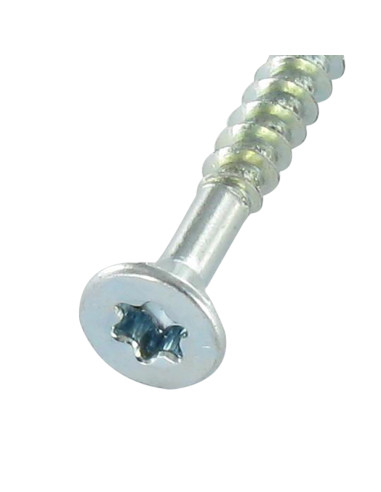Parafuso médio cabeça fresada dentado TORX T20 4X30 roscado sobre 21 Aço zinco branco