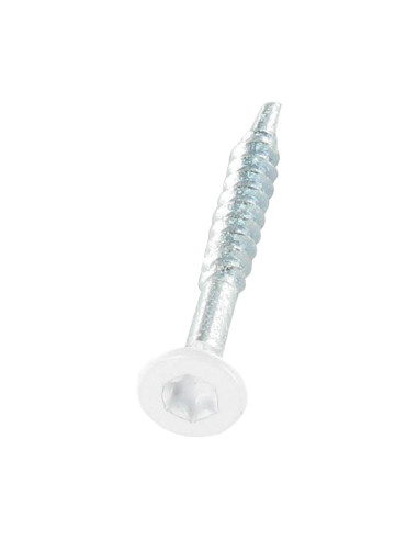 Parafuso de madeira aglomerado médio cabeça fresada dentado TORX T20 4X35 roscado sobre 24 Aço zinco branco RAL9010