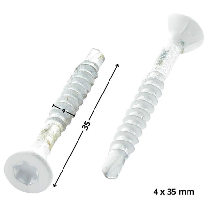 Parafuso de madeira aglomerado médio cabeça fresada dentado TORX T20 4X35 roscado sobre 24 Aço zinco branco RAL9010